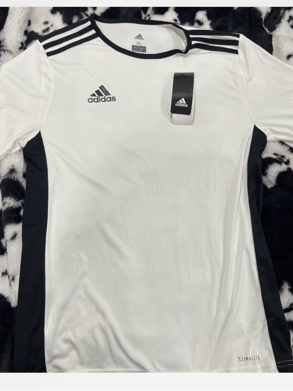 Adidas youth White & Black Climalite Performance Shirt